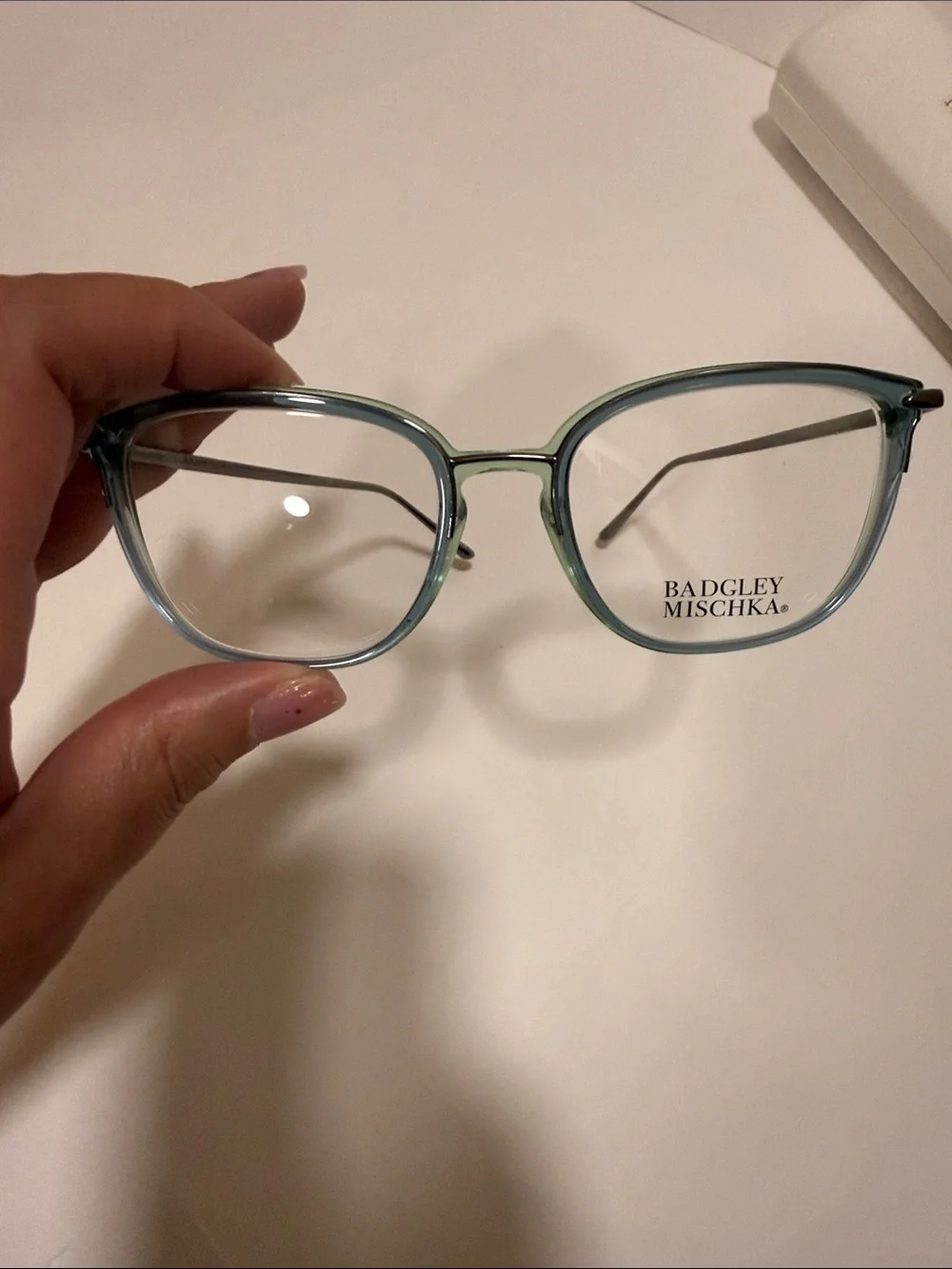 NWT Badgley Mischka Angeline Teal blue green Gradient Ophthalmic Optical frame
